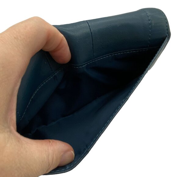 Coach Kristin leather wallet silver buckle bill fold pocket book teal green blue - Picture 4 of 16